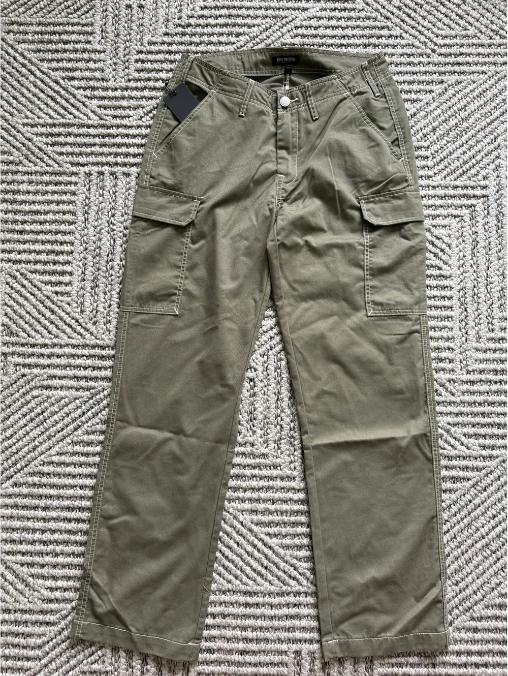 NWT True Religion VTG Distressed Military Army Soldier Cargo Pocket Pants Men 32